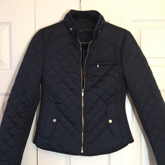 NWOT Zara Quilted Jacket - Navy Blue - Picture 2 of 5